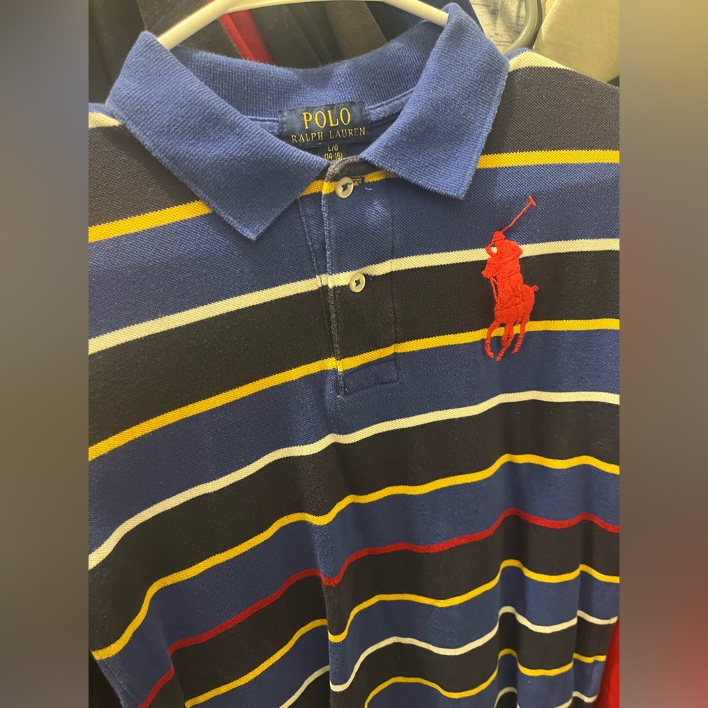 Blue collard polo shirt